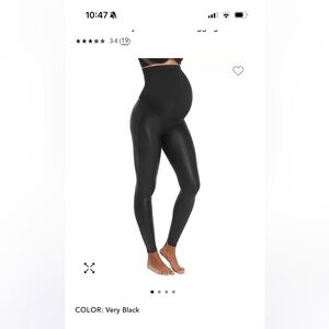 SPANX faux leather black maternity leggings size large